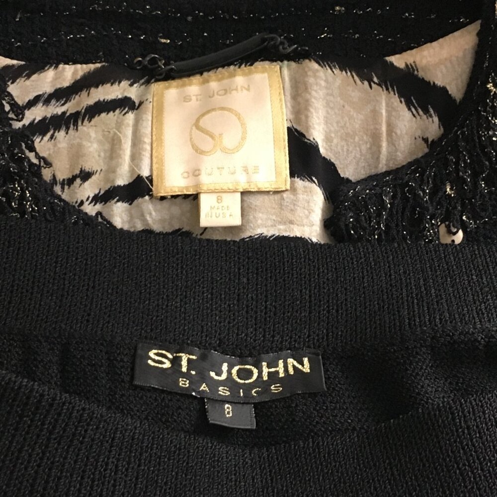 BEAUTIFUL st john couture knit black multi embellished jacket skirt suit 8 - Picture 9 of 9